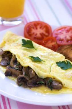 Katlanmış mantar ipeksi omlet