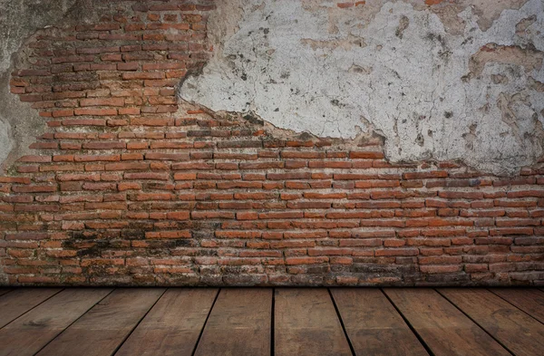 Red brick with cement walls and wooden floors. — Stock Photo, Image