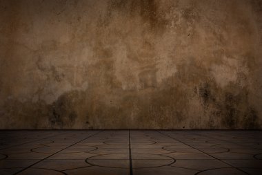 Eski beton duvar ve zemin fayans.