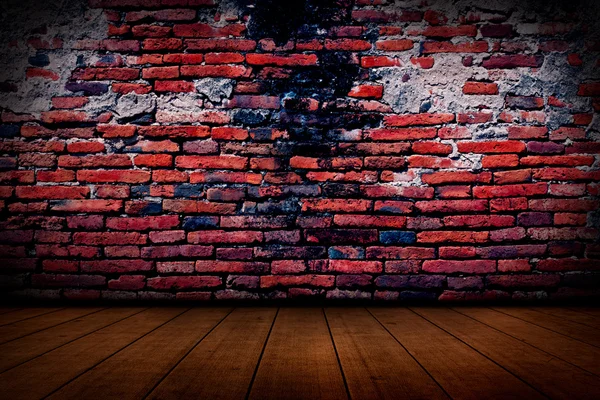 Old red brick Structure of the walls and wood  flooring. — Stock Photo, Image