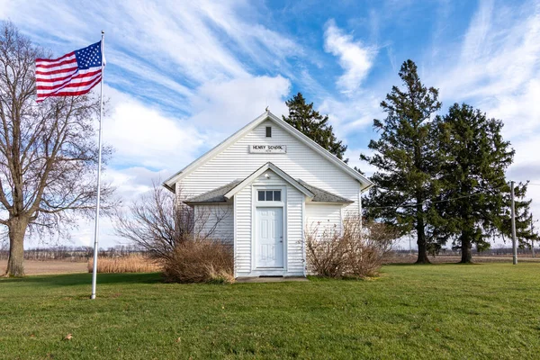 Stara Niewykorzystana Szkoła Wiejskim Illinois Polo Illinois Usa — Zdjęcie stockowe