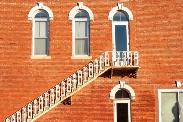 Old Vintage Exterior Staircase Side Downtown Building Geneseo Illinois — Stock Photo, Image