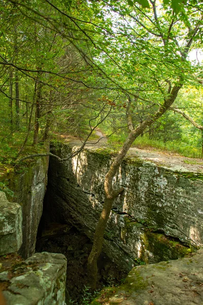 Naturalny Kamienny Most Szlaku Turystycznym Bell Smith Springs Shawnee National — Zdjęcie stockowe