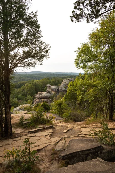 View Out Garden Gods Sunset Approaches Shawnee National Forest Illinois — Stock Photo, Image