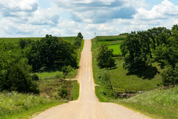 Dirt Road Iowa Countryside Hot Summer Day — Stock Photo, Image