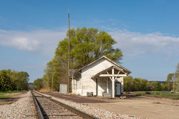 Antigua Estación Tren Abandonada Ubicada Zona Rural Illinois Bereau Junction — Foto de Stock