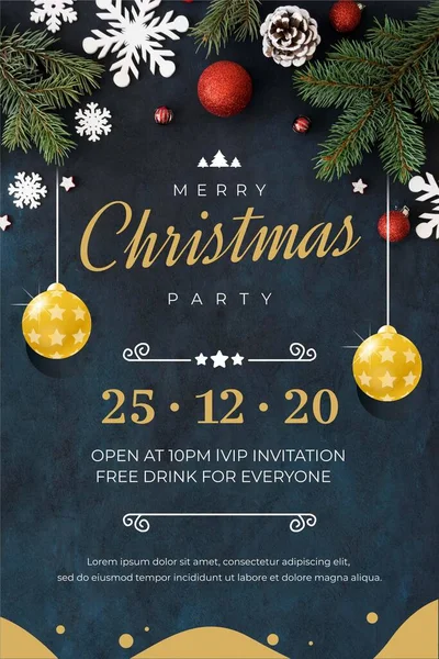 Рождественской Вечеринкой Плакат Баннер Приглашение — стоковое фото