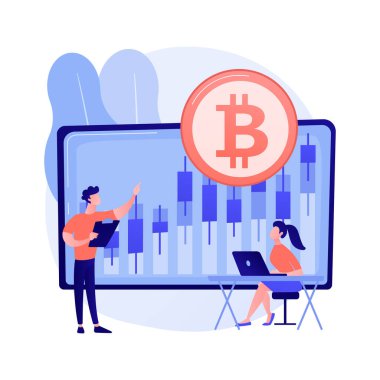 Kripto para ticareti masası soyut konsept vektör çizimi. Bitcoin Gelecek Platformu, Kripto Ticaret Servisi, Finansal Teknoloji İş, Soyut Yönlendirme Akıllı Sıralama Metaforu.