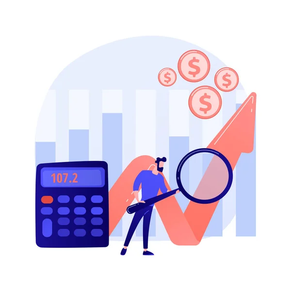 Borsa analizleri. Ekonomik araştırma, iş eğilimleri anketi, şirketler ve işletmeler maliyet derecesi. Borsa istatistikleri üzerine çalışan borsacı. Vektör izole kavram metaforu