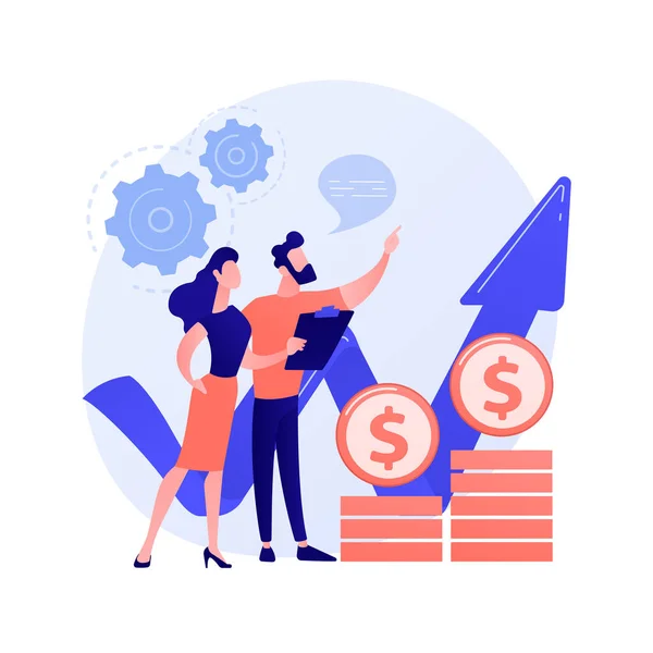 Gelir artırma stratejisi. İşletme yönetimi, borsacılar istatistikler, finansörler hava durumu. Finansal pazar uzmanları büyüme hızlarını analiz ediyorlar. Vektör izole kavram metaforu