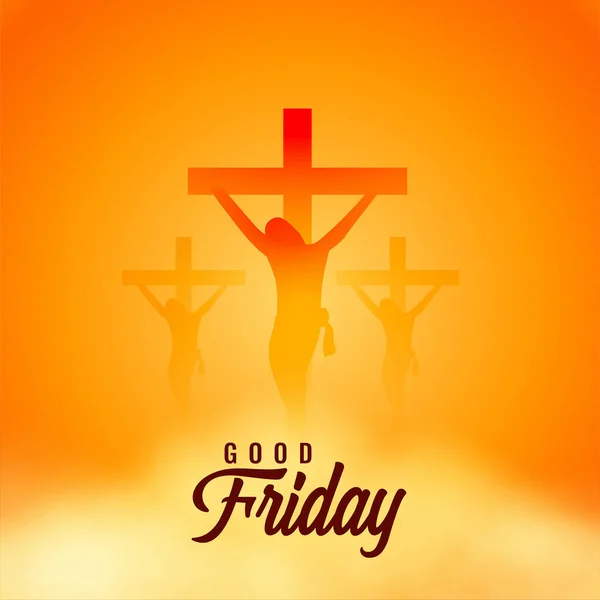 good friday orange background with crosses and clouds