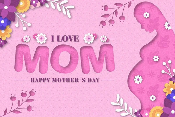 Día Madre Amo Mamá Deseos Saludo Banner — Foto de Stock