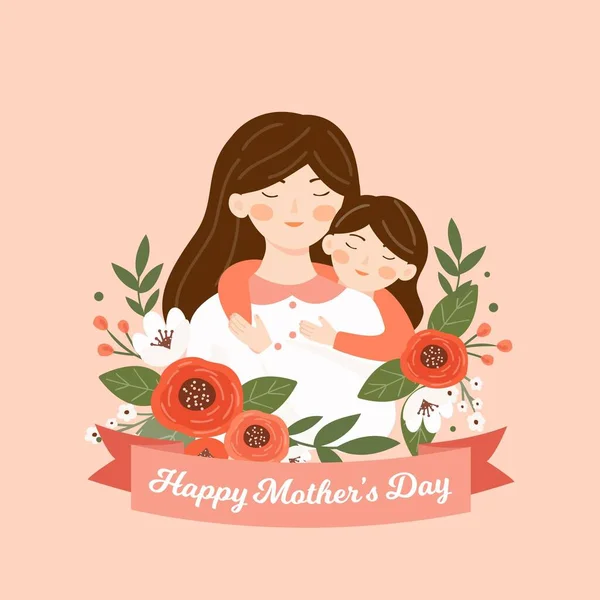 Día Madre Amo Mamá Deseos Saludo Banner — Foto de Stock