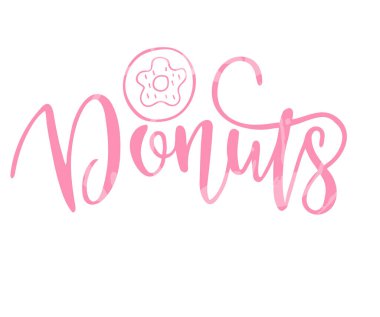 Pembe çörekler, el yazısı ve çörek çizimi.