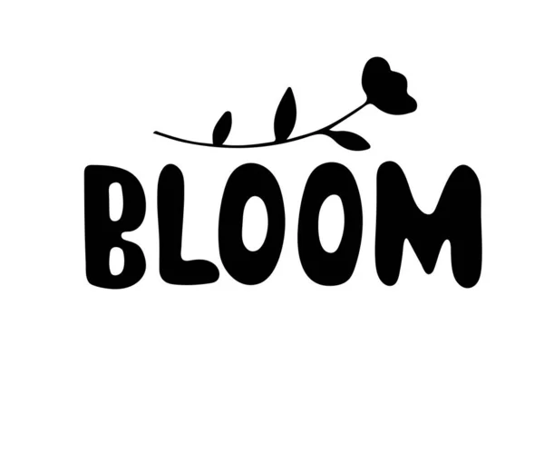 Flower Silhouette Bloom Lettering Isolated White Background — Stock Vector