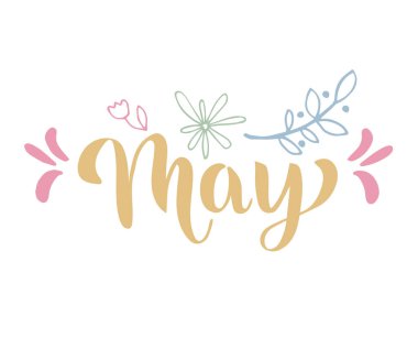 Sarı el yazısı renkli çiçek unsurlarıyla yazılabilir.