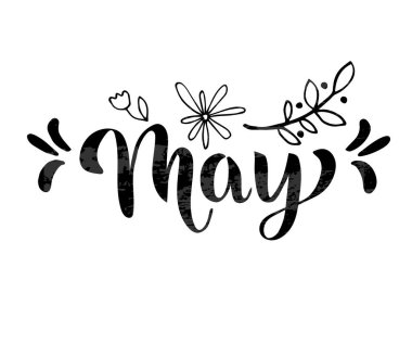 Siyah el yazısı, çiçekli ve dallı harfler.