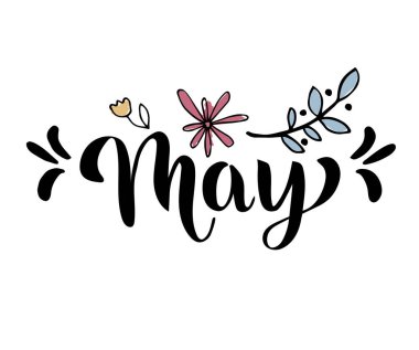 Sarı, pembe ve mavi çiçekli el yazısı.