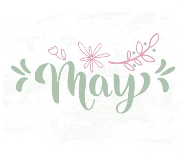 Yeşil el yazısı, pembe çiçekler ve dallarla yazılmış.