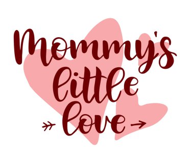 red hearts with mommy's little love cursive lettering  clipart