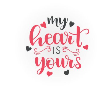 Kalbim senin beyaz arka planda vektör illüstrasyonunda.