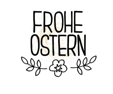 siyah köpüklü devekuşu harfleri çiçekli ve dallı yapraklı.