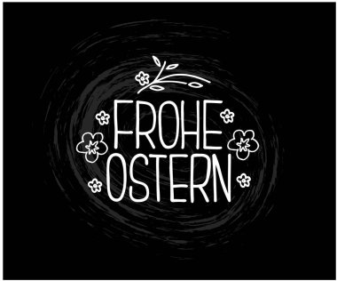 Siyah arkaplanda yaprakları ve çiçekleri olan beyaz köpüklü devekuşu harfleri