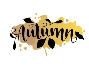 Sarı arkaplanda yaprakları olan siyah el yazısı.