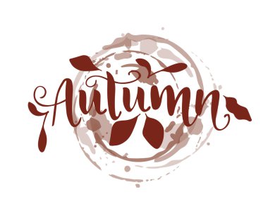 Lekeli arka planda kahverengi yapraklı el yazısı