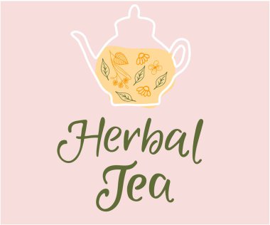  Çiçekli, yapraklı ve bitkisel çay harfli çaydanlık.