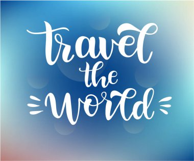 Dünyayı gezen mavi poster. El yazısı. 