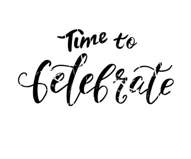 Beyaz arkaplandaki harfleri, vektör illüstrasyonunu kutlama zamanı