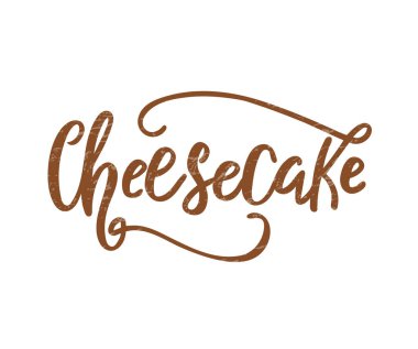  Beyaz arkaplanda cheesecake harfleri, vektör illüstrasyonu