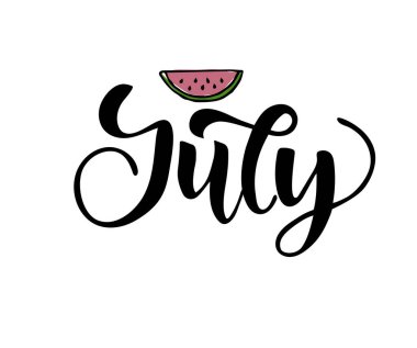 Beyaz arkaplanda Temmuz harfi, vektör illüstrasyonu