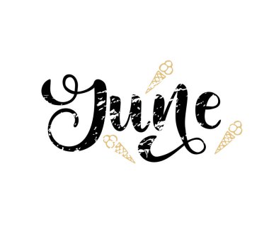 Beyaz arkaplanda haziran harfleri, vektör illüstrasyonu