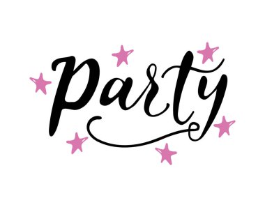 Beyaz arkaplanda yıldızlı parti harfleri, vektör illüstrasyonu