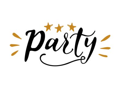 Beyaz arkaplanda yıldızlı parti harfleri, vektör illüstrasyonu