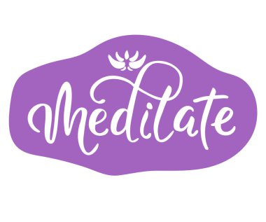 Beyaz arkaplan, vektör illüstrasyonunda harfleri meditasyon yap