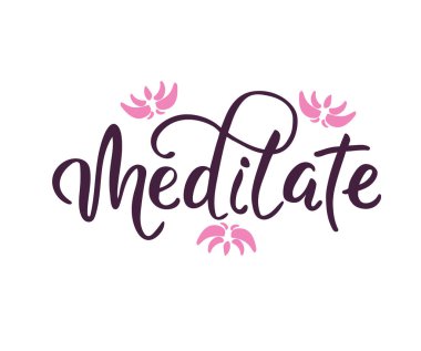 Beyaz arkaplan, vektör illüstrasyonunda harfleri meditasyon yap