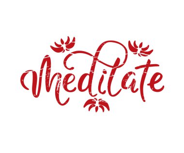 Beyaz arkaplan, vektör illüstrasyonunda harfleri meditasyon yap