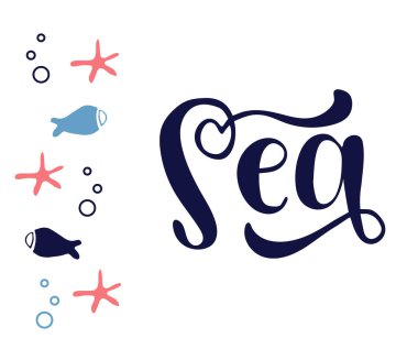 deniz harfleri, vektör illüstrasyonu