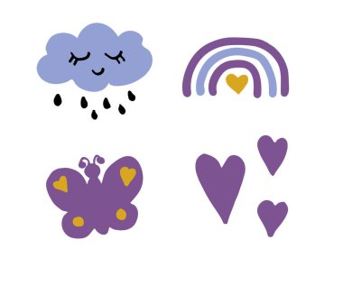 Kalpli vektör bulutu. tasarımınız için güzel modern elementler