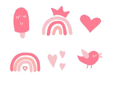 Sevimli el çizimi elementler. vektör illüstrasyonu.