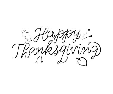 Mutlu şükran günü mektupları, vektör illüstrasyonu