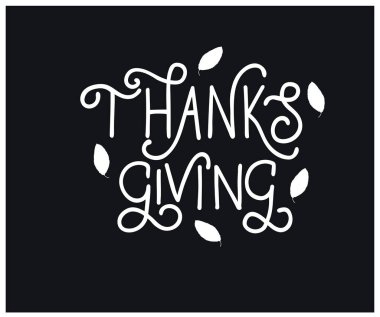 Beyaz arkaplanda şükran günü harfleri, vektör illüstrasyonu