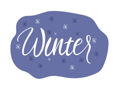  Beyaz arkaplanda kış harfleri, vektör illüstrasyonu