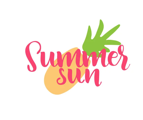 Zomer Zon Belettering Witte Achtergrond Vector Illustratie — Stockvector