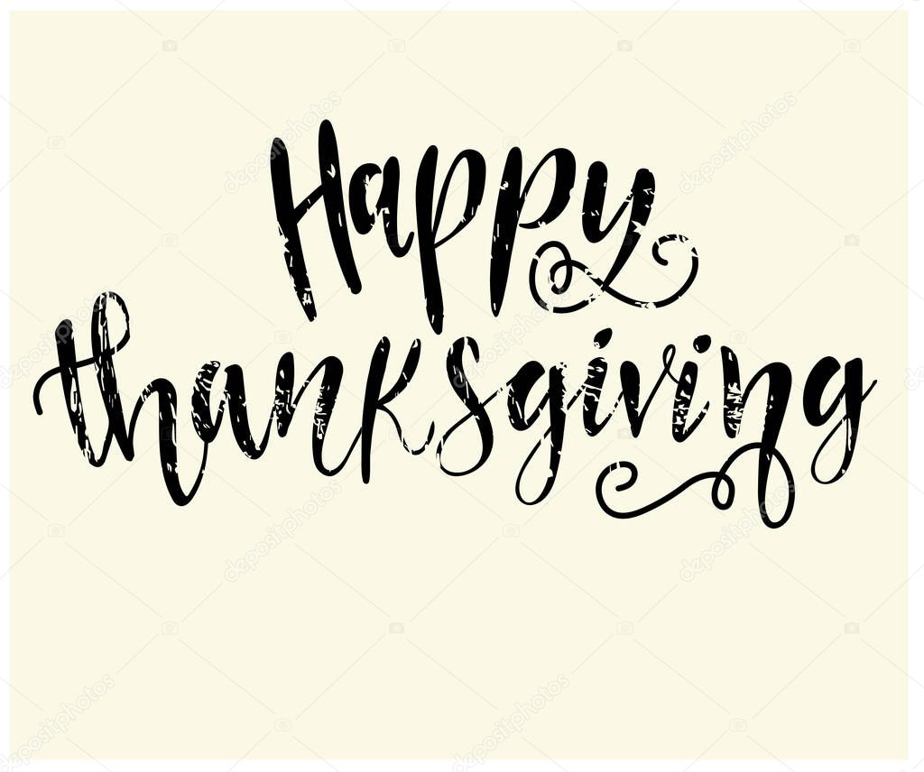 happy thanksgiving lettering on white background, vector illustration