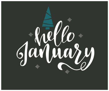 Merhaba Ocak harfleri, vektör illüstrasyonu 