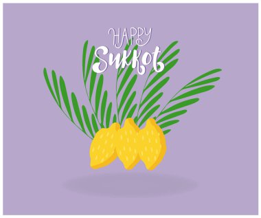 Mutlu sukkot harfleri, vektör çizimi 